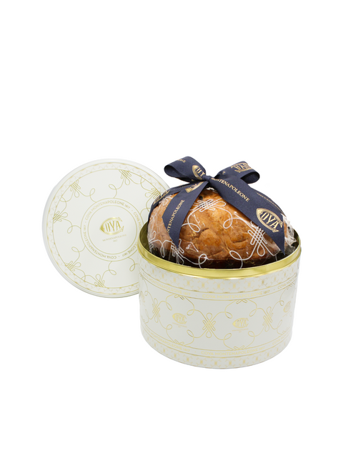 Chocolate Panettone in Ivory Tin Box 35.27 Oz