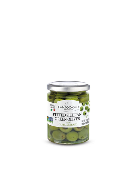 Pitted Sicilian Green Olives 10.6 Oz